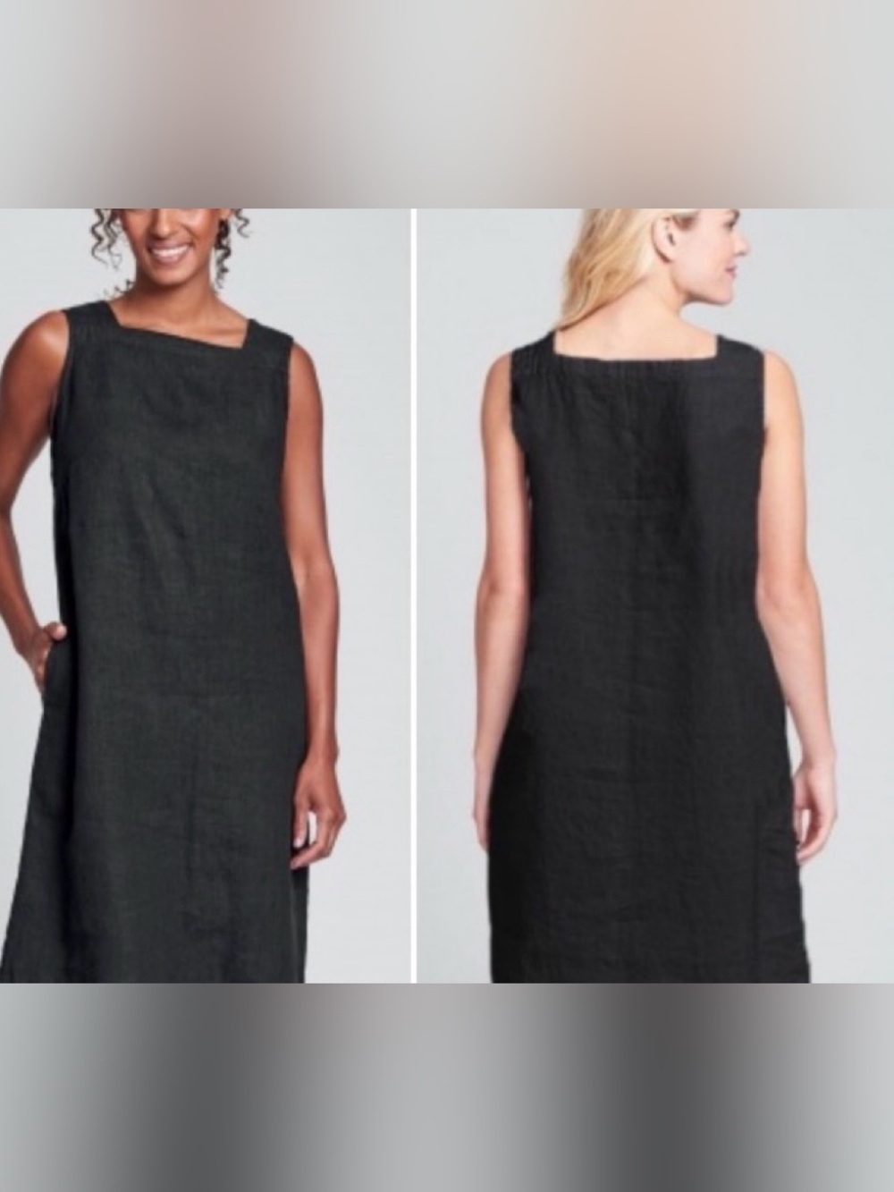 Flax black linen square neck maxi dress small - Picture 8 of 8